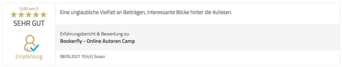 Bewertung Kongress für Autoren
